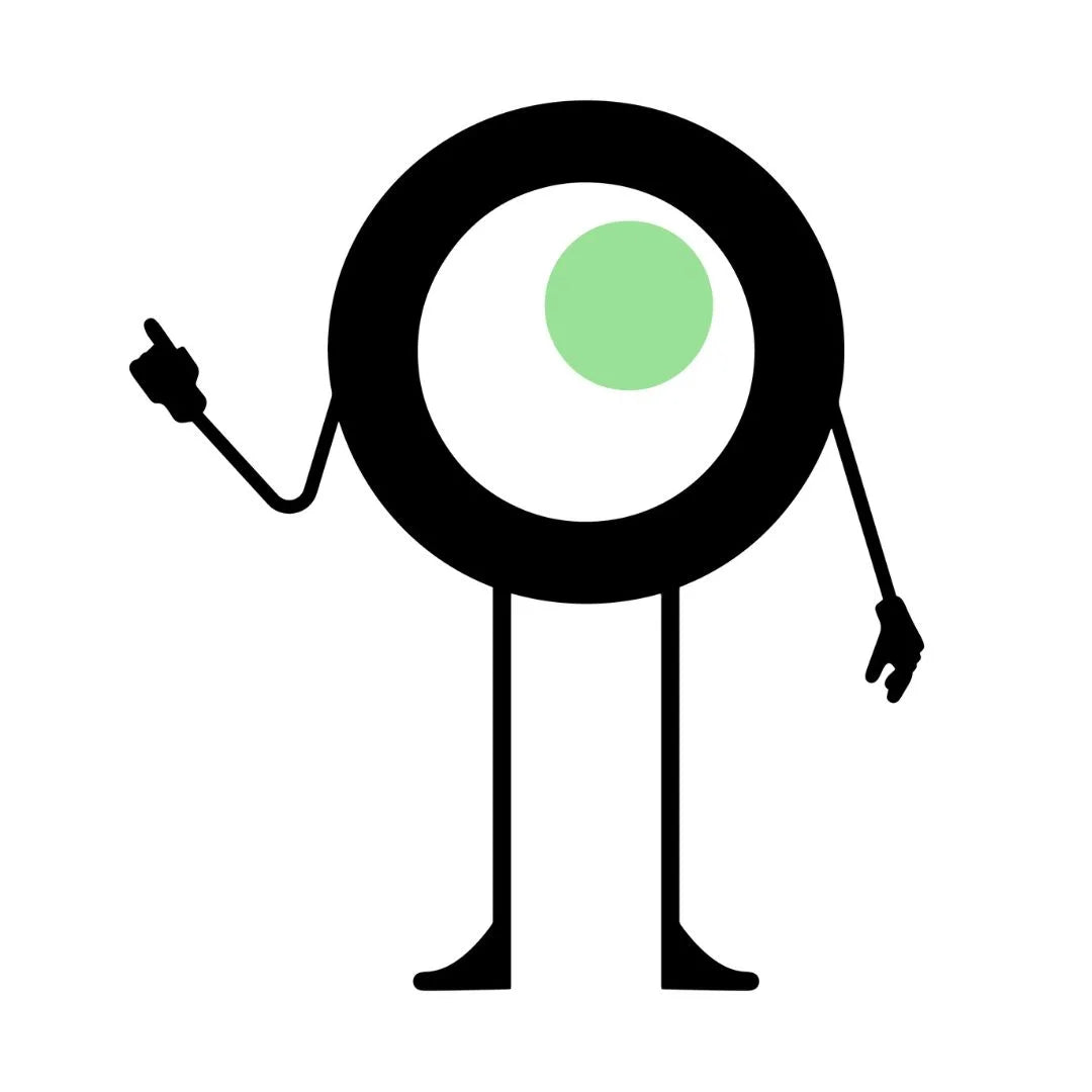 La mascotte d'Otaaki™, noir. La mascotte est composée du logo d'Otaaki™ auquel est ajouté une paire de bras et de jambes.